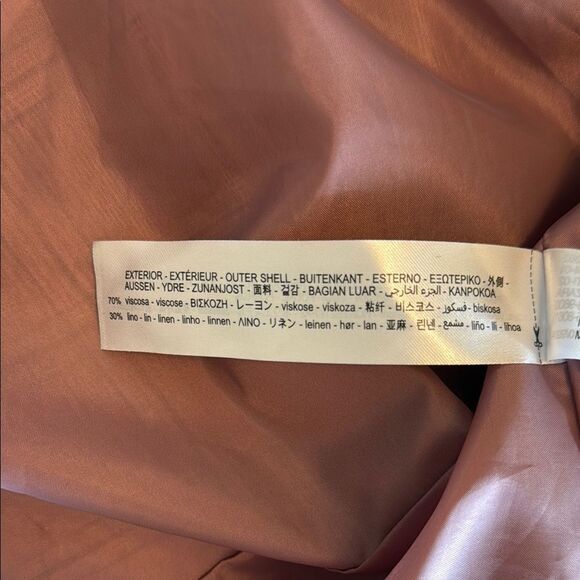 Zara Pink Plaid Blazer Linen Blend Notched Lapels size 8 - Picture 6 of 9